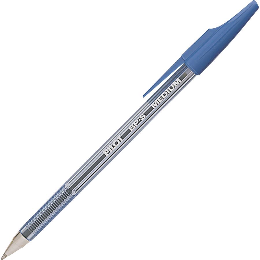 Pilot Better BP-S Ball Stick Pens - Refillable - Blue Ink - Crystal, Clear Barrel - Stainless Steel Tip - 1 Dozen. Picture 3