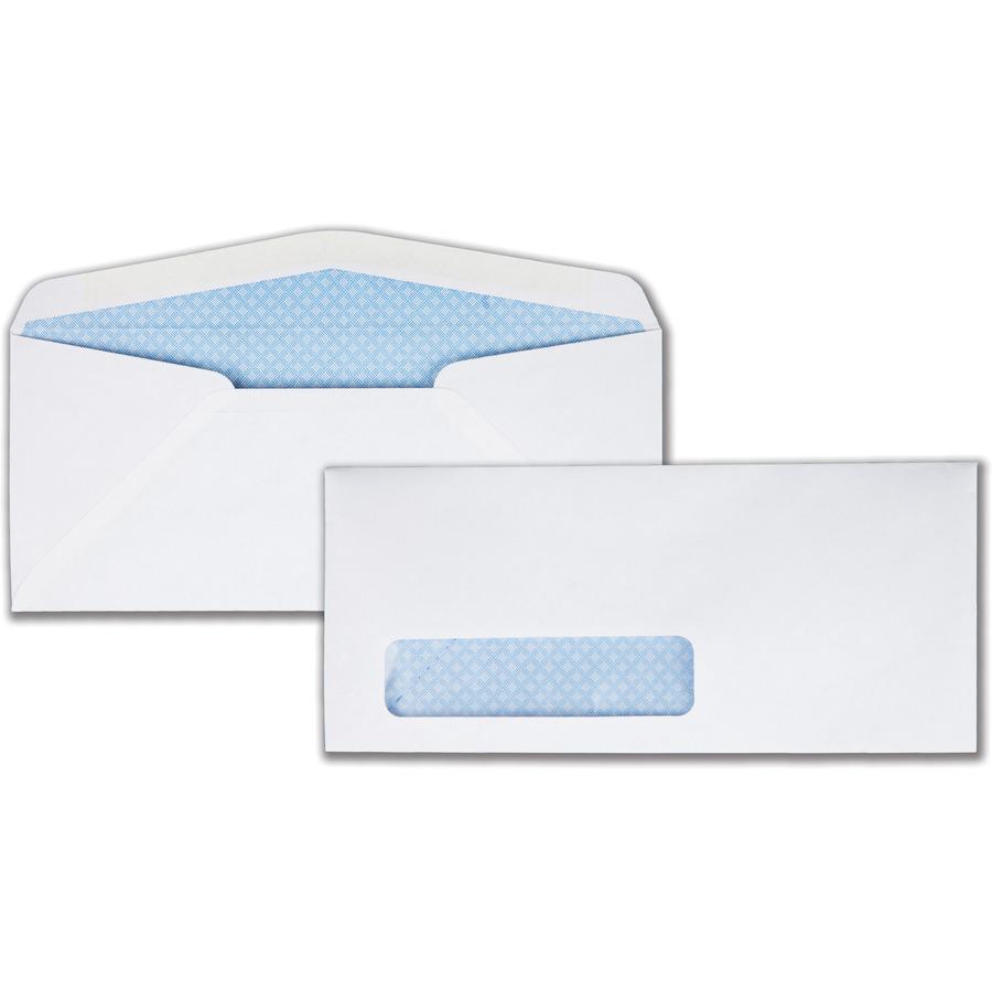 Quality Park No. 10 Single Window Security Tint Envelopes - Single Window - #10 - 4 1/8" Width x 9 1/2" Length - 24 lb - Adhesive - White - Wove - 500 / Box. Picture 8