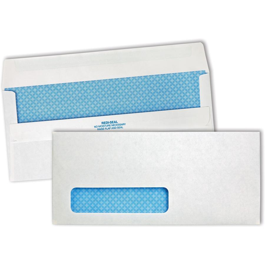 Quality Park No. 10 Single Window Security Tinted Business Envelopes with a Self-Seal Closure - Single Window - #10 - 4 1/8" Width x 9 1/2" Length - 24 lb - Self-sealing - White - Wove - 500 / Box. Picture 4