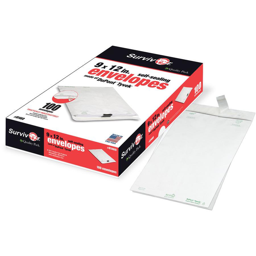 Survivor&reg; 9 x 12 DuPont Tyvek Catalog Mailers with Self-Sealing Closure - Catalog - #10 1/2 - 9" Width x 12" Length - 14 lb - Peel & Seal - White - Tyvek - 100 / Box. Picture 6
