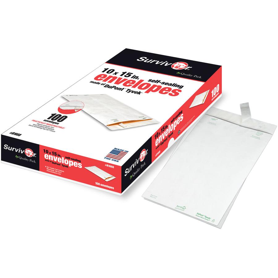 Survivor&reg; 10 x 15 DuPont Tyvek Catalog Mailers - Catalog - 10" Width x 15" Length - 14 lb - Peel & Seal - White - Tyvek - 100 / Box. Picture 5