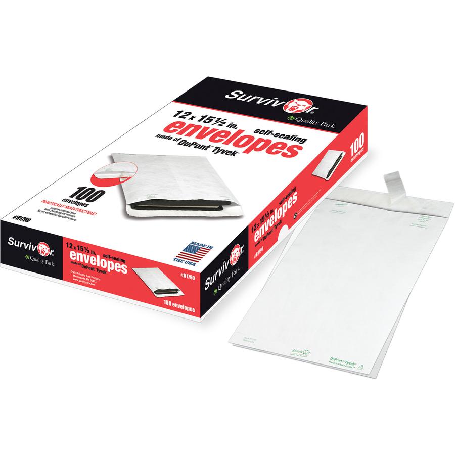 Survivor&reg; 12 x 15-1/2 DuPont Tyvek Catalog Mailers - Catalog - #15 1/2 - 12" Width x 15 1/2" Length - 14 lb - Peel & Seal - White - Tyvek - 100 / Box. Picture 9