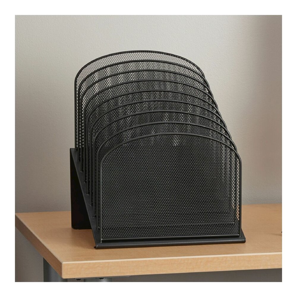 Safco Onyx Wire Mesh Desktop Organizer - 8 Compartment(s) - Compartment Size : 1" - 14" Height x 11.75" Width x 10.75" Depth - Desktop - Powder Coated - Black - Steel - 1 Each. Picture 11