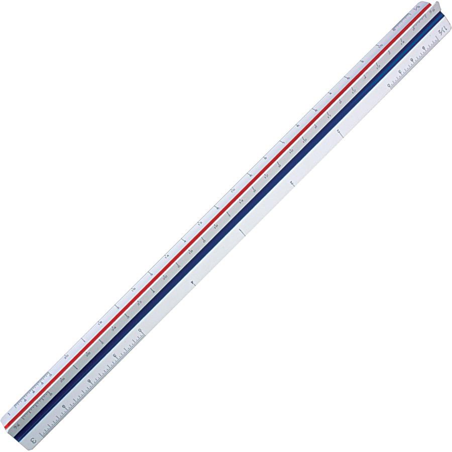 Staedtler 12" Architect Triangular Scale - 12" Length 1" Width - 3/32, 3/16, 1/8, 1/4, 3/8, 1/2, 3/4, 1, 1-1/2, 3, 16 Graduations - Imperial Measuring System - Polystyrene - 1 Each - White. Picture 2