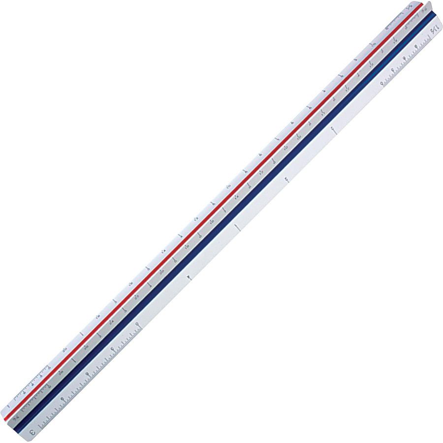 Staedtler 12" Triangular Engineer Scale - 12" Length - 10, 20, 30, 40, 50, 60 Graduations - Imperial Measuring System - Polystyrene - 1 Each - White. Picture 3