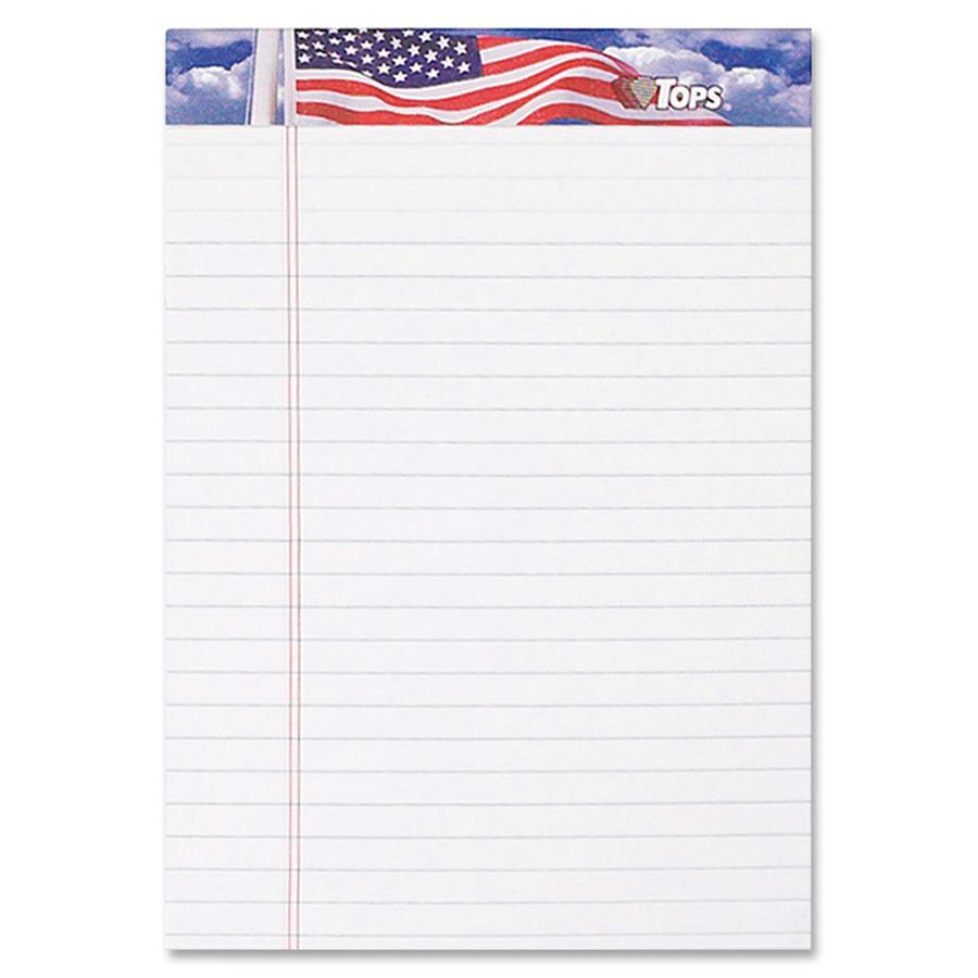 TOPS American Pride Binding Legal Writing Tablet - Jr.Legal - 50 Sheets - Strip - 16 lb Basis Weight - Jr.Legal - 5" x 8" - White Paper - Perforated, Bleed Resistant - 3 / Pack. Picture 3