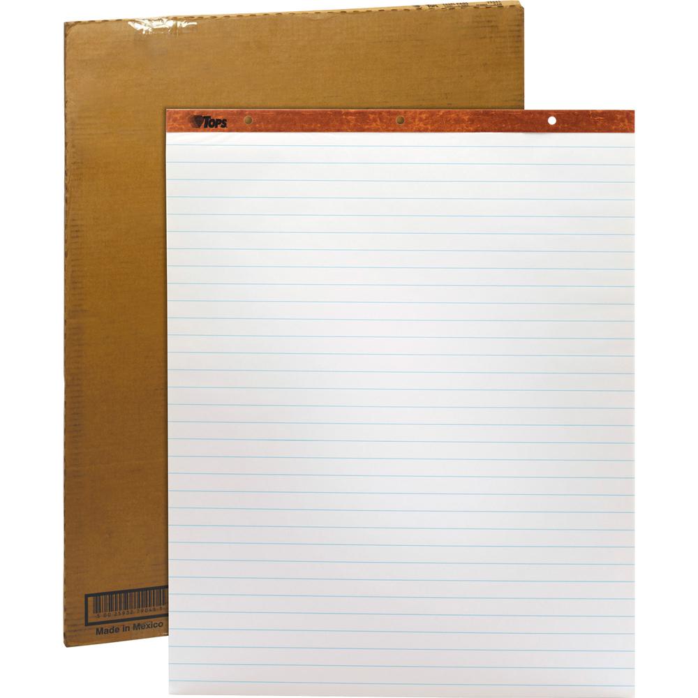 TOPS Horizontal Ruled Easel Pads - 50 Sheets - Stapled/Glued - 15 lb Basis Weight - 27" x 34" Sheet Size - White Paper - Perforated, Punched - 2 / Carton. Picture 3