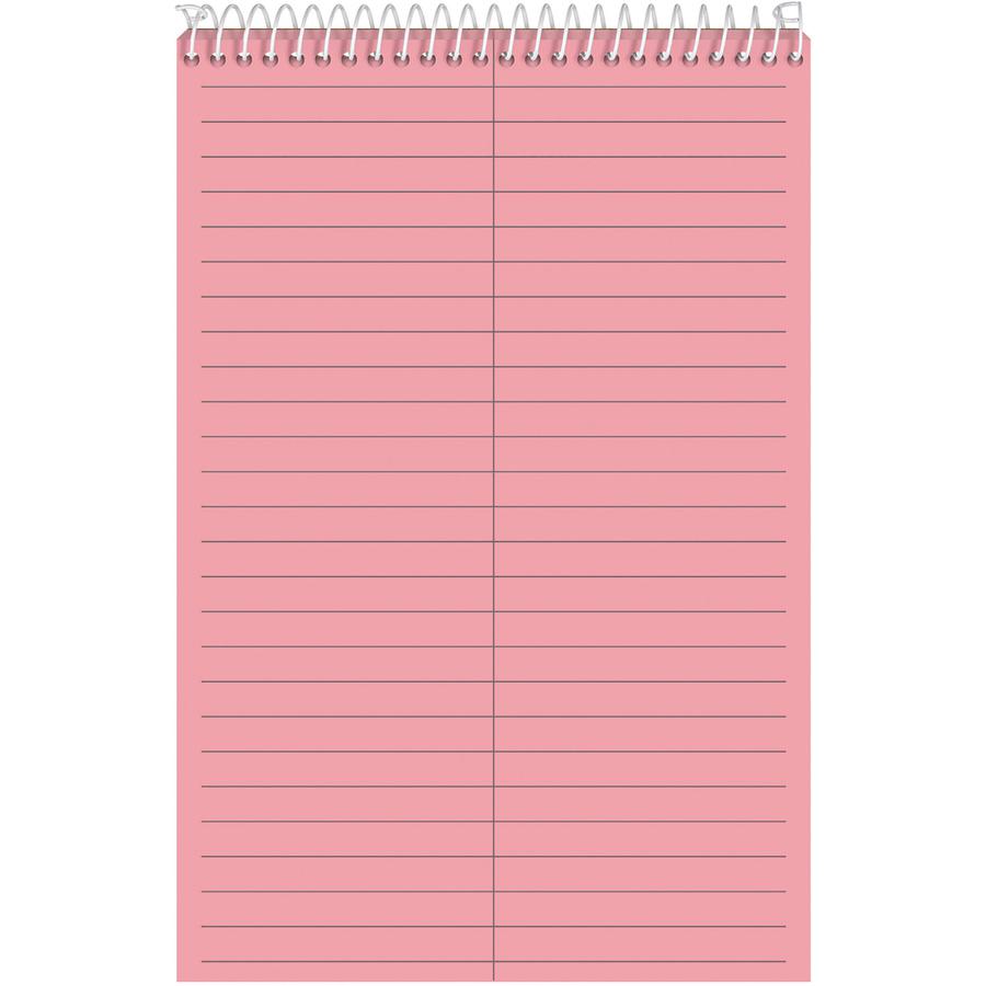 TOPS Prism Steno Books - 80 Sheets - Wire Bound - Gregg Ruled Margin - 6" x 9" Sheet Size - Pink Paper - Perforated, Stiff-back, WireLock - 4 / Pack. Picture 2