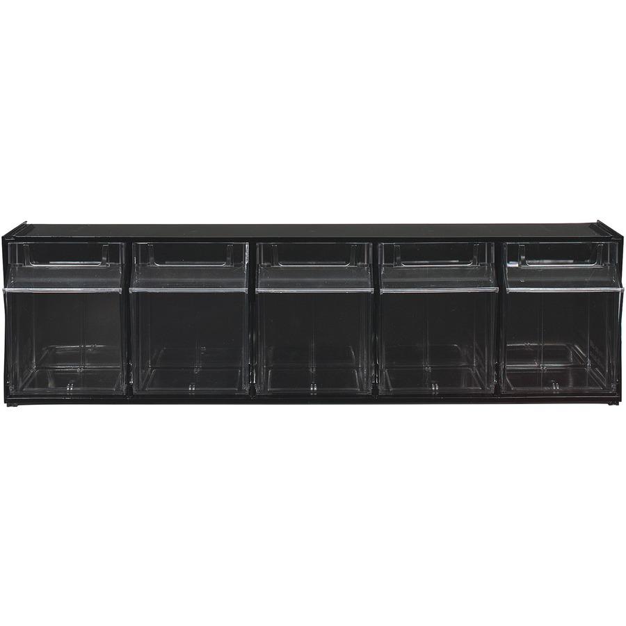 Deflecto Tilt Bin Interlocking Multi-Bin Storage Organizer - 5 Compartment(s) - 6.5" Height x 23.6" Width x 5.3" Depth - Interlockable - Black - Plastic - 1 Each. Picture 8