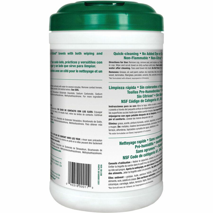 Simple Green Multi-Purpose Cleaning Safety Towels - 10" Width x 11.75" Length - Green - 75/Tub - 1 Each. Picture 3