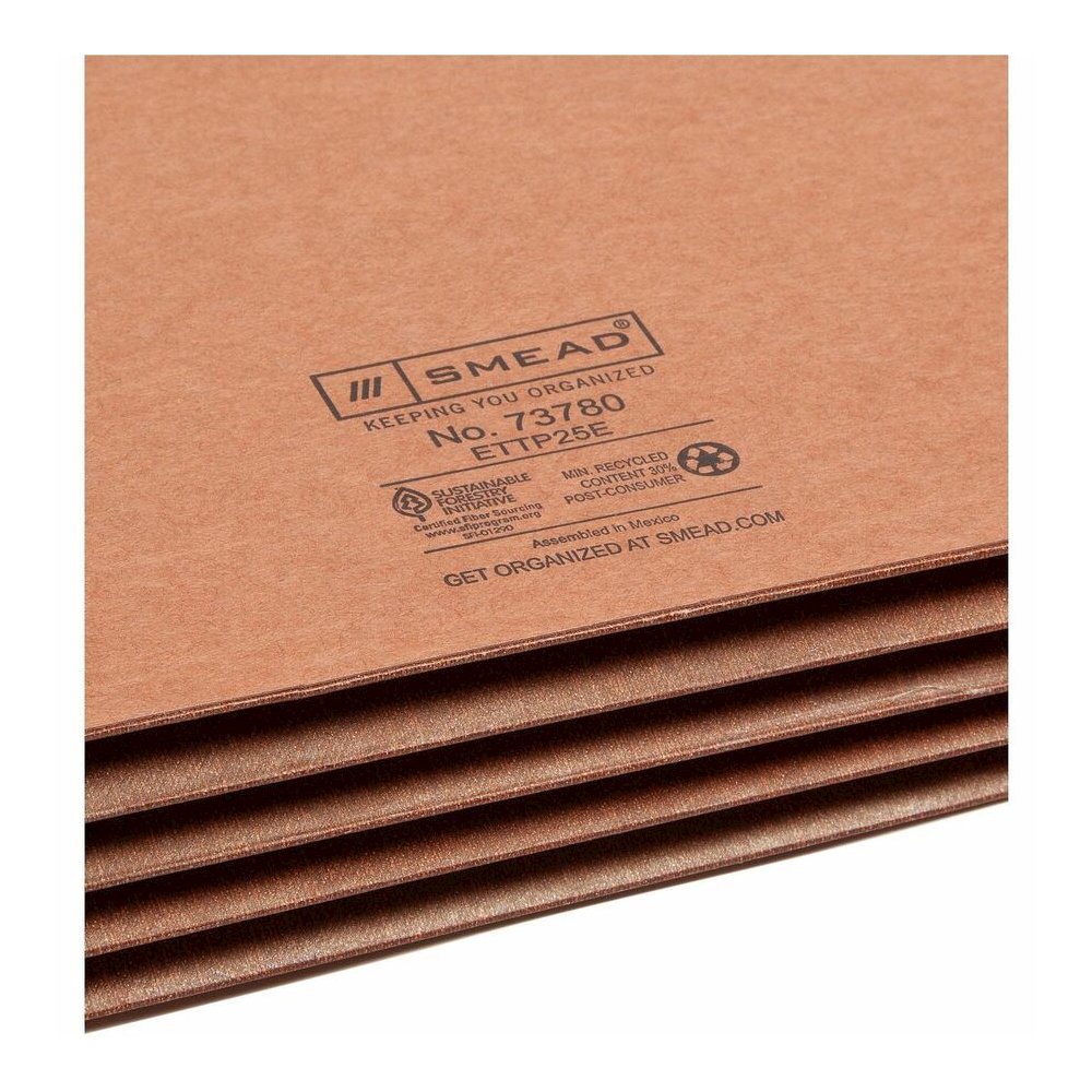 Smead TUFF Straight Tab Cut Letter Recycled File Pocket - 8 1/2" x 11" - 3 1/2" Expansion - 2 Plys - Redrope - Rip Resistant, Tear Resistant, Reinforced Tab, Heavyweight Cover - 30% Recycled - 10 / Bo. Picture 8