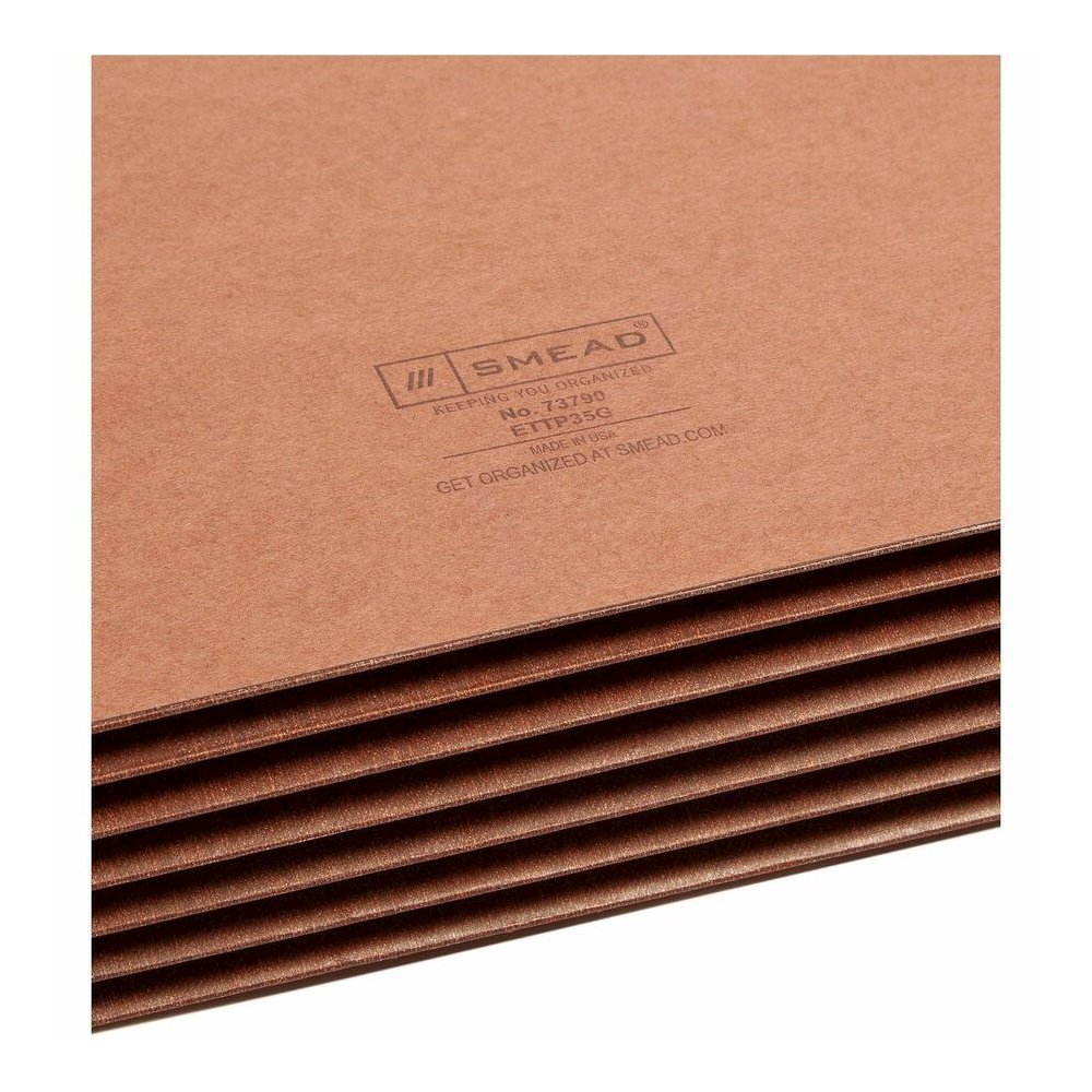 Smead TUFF Straight Tab Cut Letter Recycled File Pocket - 8 1/2" x 11" - 5 1/4" Expansion - 16.5 pt. - 2 Plys - Redrope - Rip Resistant, Tear Resistant, Reinforced Tab, Heavyweight Cover - 30% Recycle. Picture 6