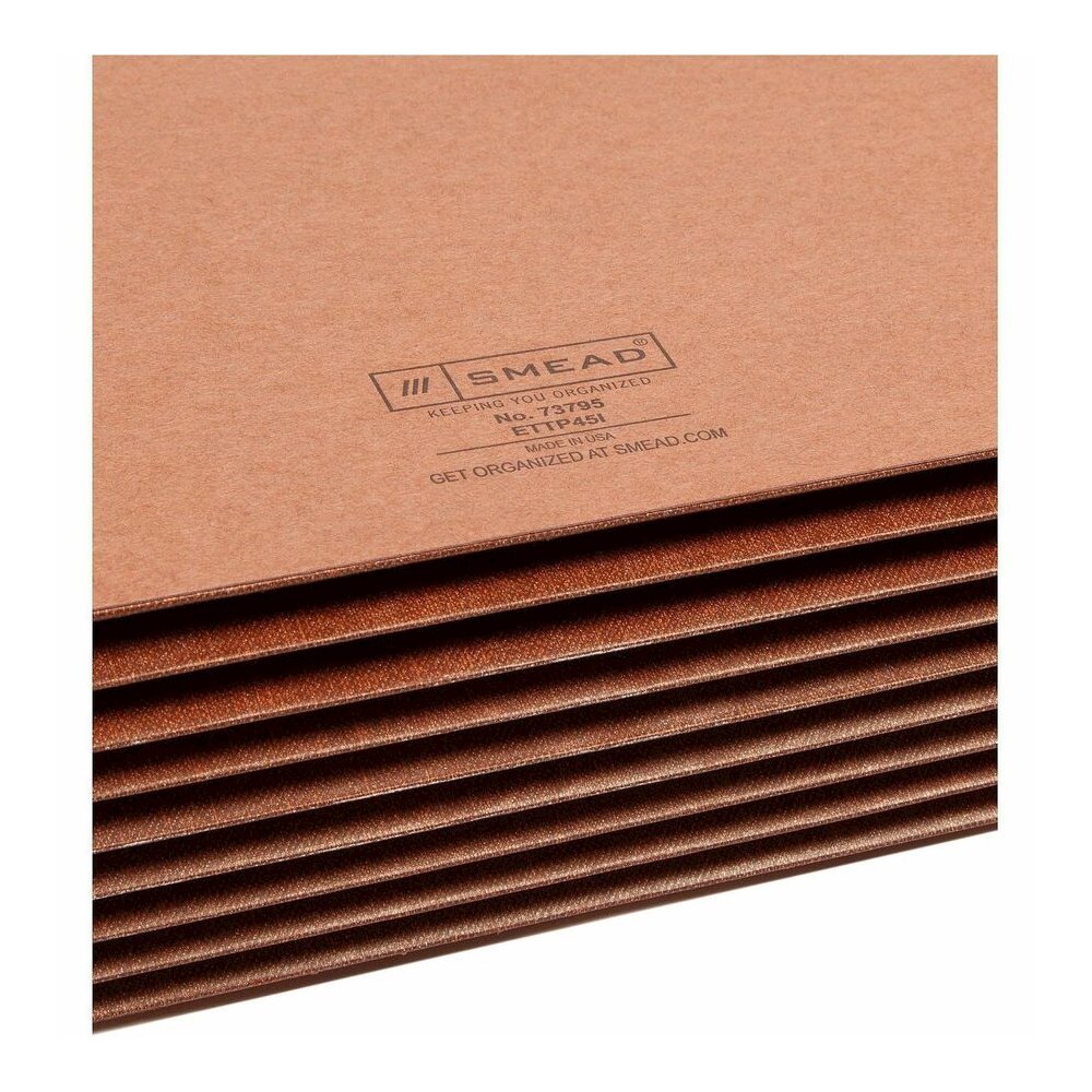 Smead TUFF Straight Tab Cut Letter Recycled File Pocket - 8 1/2" x 11" - 7" Expansion - 16.5 pt. - 2 Plys - Redrope - Rip Resistant, Tear Resistant, Reinforced Tab, Heavyweight Cover - 30% Recycled - . Picture 7