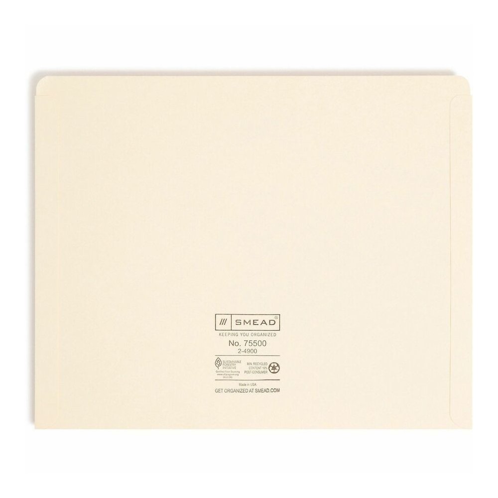 Smead Straight Tab Cut Letter Yes File Jacket - 8 1/2" x 11" - 11 pt. - 2 Plys - Manila - Reinforced, Slip Resistant - 10% Recycled - 100 / Box. Picture 8