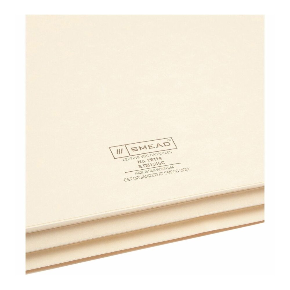 Smead Straight Tab Cut Legal Recycled File Pocket - 8 1/2" x 14" - 1 3/4" Expansion - 2 Plys - Manila - Embossed - 10% Recycled - 25 / Box. Picture 6