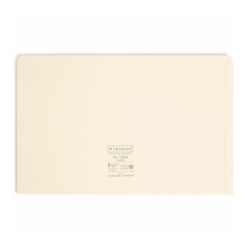 Smead Legal Recycled File Jacket - 8 1/2" x 14" - 11 pt. - 2 Plys - Manila - Reinforced, Slip Resistant - 10% Recycled - 100 / Box. Picture 8