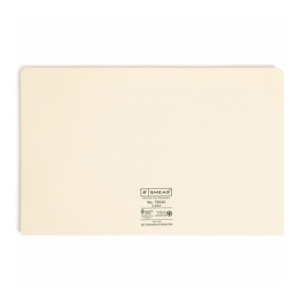 Smead Legal Recycled File Jacket - 8 1/2" x 14" - 1 1/2" Expansion - 11 pt. - 2 Plys - Manila - Reinforced, Slip Resistant - 10% Recycled - 50 / Box. Picture 8
