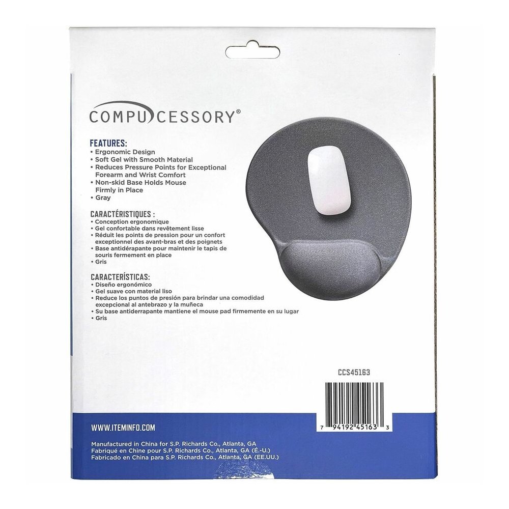Compucessory Gel Mouse Pads - 9" Height x 10" Width x 1" Depth - Gray - Gel - 1 Each. Picture 5