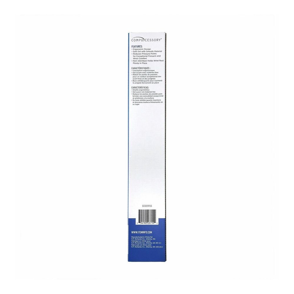 Compucessory Gel Keyboard Wrist Rest Pads - 19" Height x 2.87" Width x 0.75" Depth - Blue - 1 Each. Picture 6