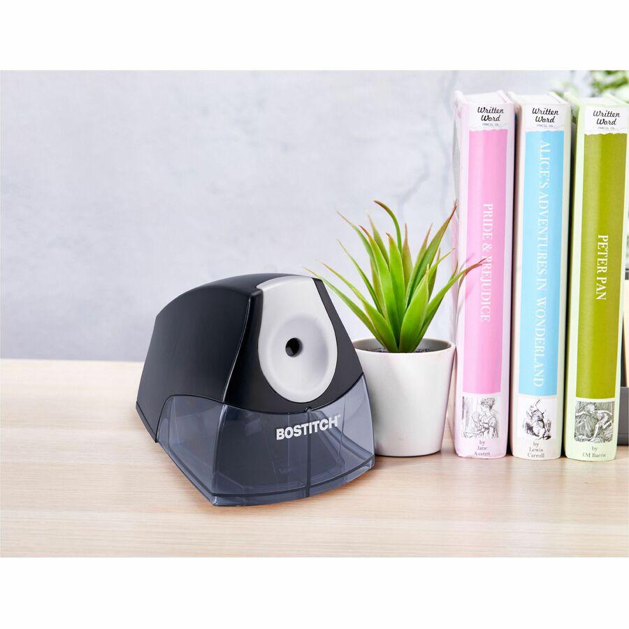 Bostitch Personal Electric Pencil Sharpener - Desktop - 1 Hole(s) - Helical - 4" Height x 3.5" Width x 5" Depth - Black, Silver - 1 Each. Picture 6