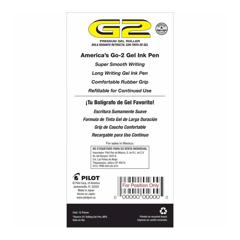 G2 Premium Gel Ink Retractable Pens - Refillable - Retractable - Black Ink - Gel-based - Black Barrel - 1 Dozen. Picture 8