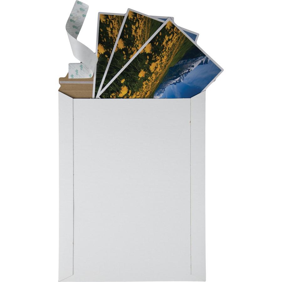 Quality Park Sturdy Fiberboard Photo Mailers - Board - 9 3/4" Width x 12 1/2" Length - Self-sealing - White - Fiberboard - 25 / Box. Picture 5