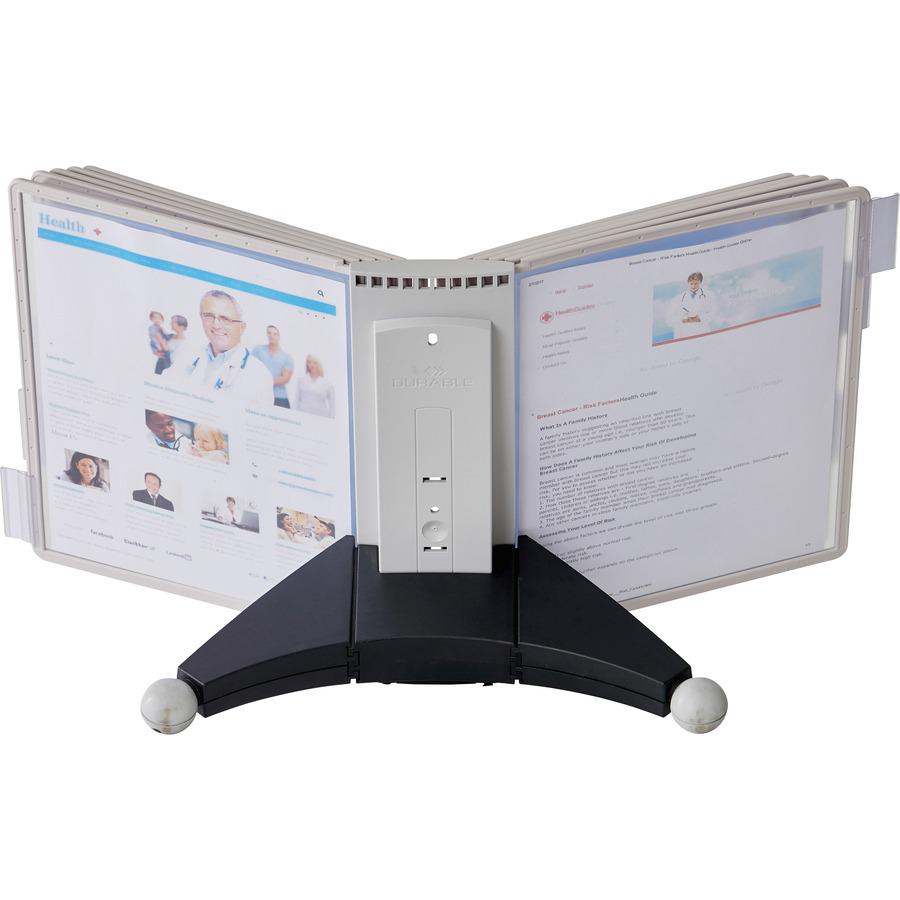 DURABLE&reg; SHERPA&reg; Desktop Reference Display System - Desktop - 10 Double Sided Panels - Letter Size - Anti-Reflective/Non-Glare - Gray. Picture 7