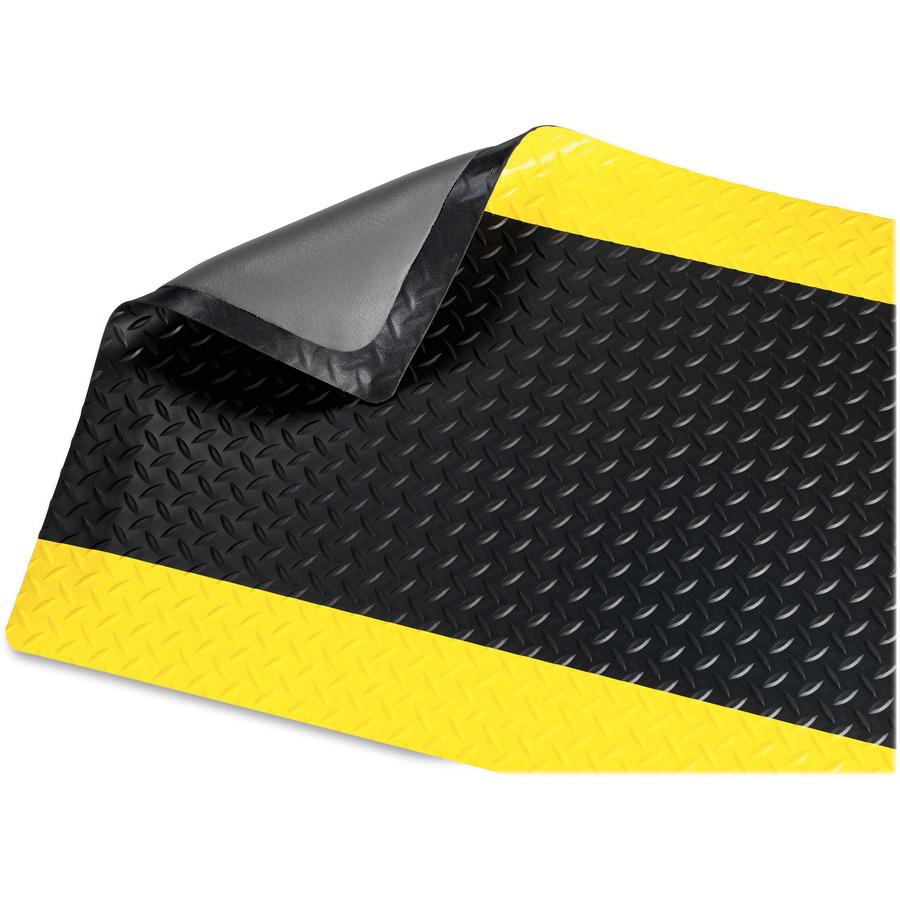 Genuine Joe Safe Step Anti-Fatigue Floor Mats - Warehouse, Factory - 36" Length x 24" Width - Black, Yellow - 1 Each. Picture 4