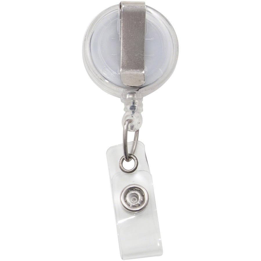 Advantus Translucent Retractable ID Card Reel with Snaps - Plastic, Nylon - Translucent - 12 / Pack. Picture 4
