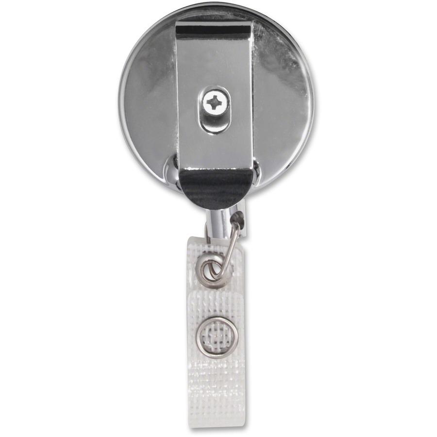 Advantus Premier Retractable Heavy Duty ID Reel With Badge Clip - Plastic, Steel - 12 / Box - Black, Silver. Picture 5