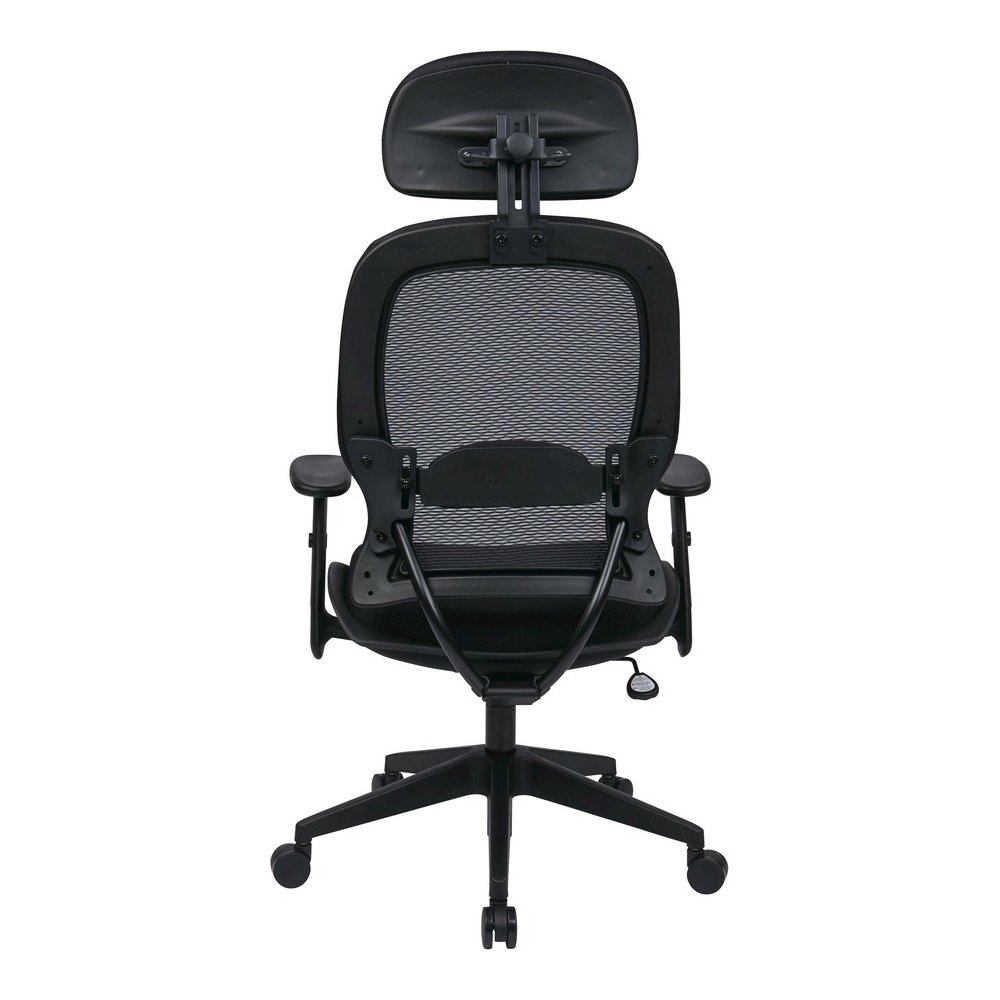 Office Star Professional Air Grid Chair with Adjustable Headrest - Mesh Seat Material - 5-star Base - Black - 1 Each. Picture 8