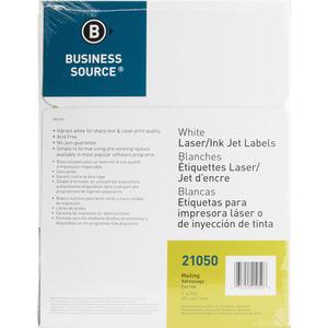 Business Source Bright White Premium-quality Address Labels - 1" Width x 2 5/8" Length - Permanent Adhesive - Rectangle - Laser, Inkjet - White - 30 / Sheet - 100 Total Sheets - 3000 / Pack. Picture 9