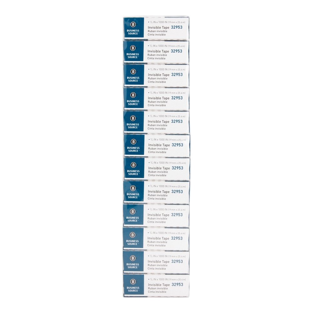 Business Source Premium Invisible Tape Value Pack - 27.78 yd Length x 0.75" Width - 1" Core - Clear - For Multipurpose, Splicing, Mending, Holding - 12 / Pack. Picture 9