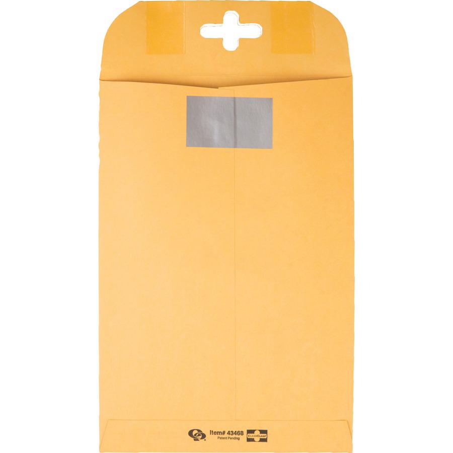 Quality Park 6 x 9 Postage Saving ClearClasp Envelopes with Reusable Redi-Tac Closure - 6" Width x 9" Length - 28 lb - Clasp - 100 / Box - Kraft. Picture 7