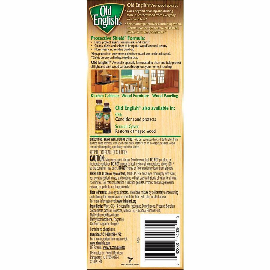 Old English Furniture Polish - For Wood - 12.50 oz (0.78 lb) - Lemon Scent - 12 / Carton - Dry Resistant, Crack Resistant, Wear Resistant, Tear Resistant, CFC-free - Brown. Picture 7