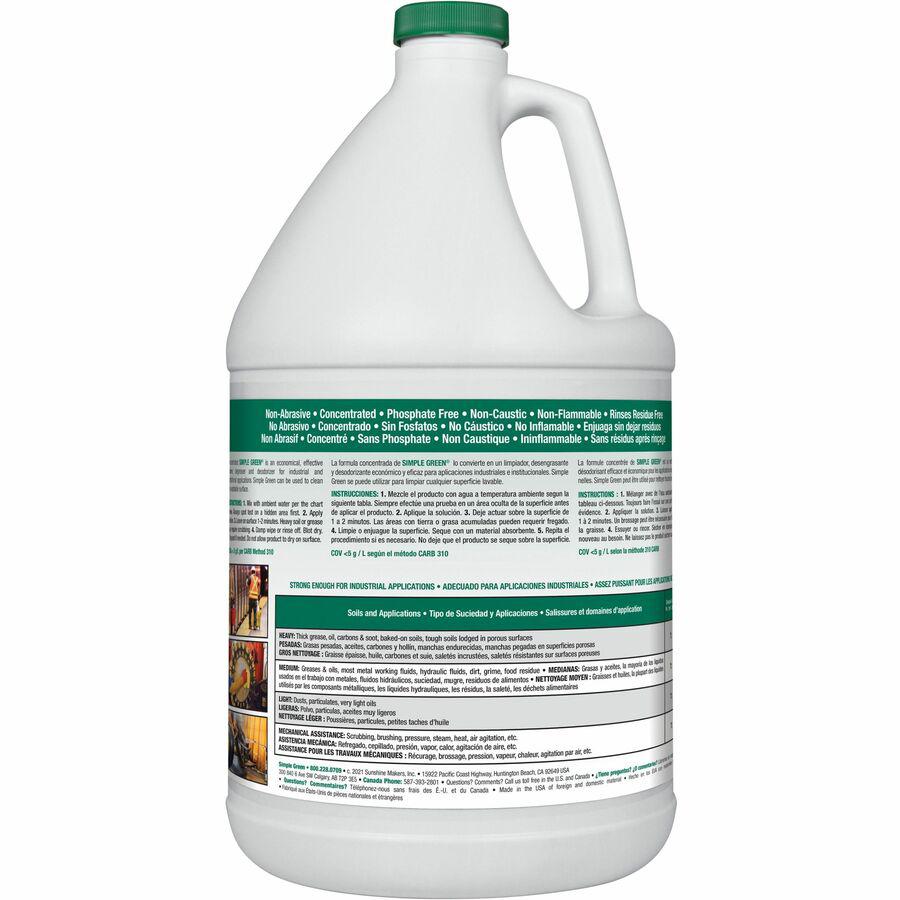 Simple Green Industrial Cleaner/Degreaser - For Pan, Floor, Wall, Pot, Window, Sink, Drain, Tool, Washable Surface, Laundry - Concentrate - 128 fl oz (4 quart) - Original Scent - 6 / Carton - Deodoriz. Picture 3
