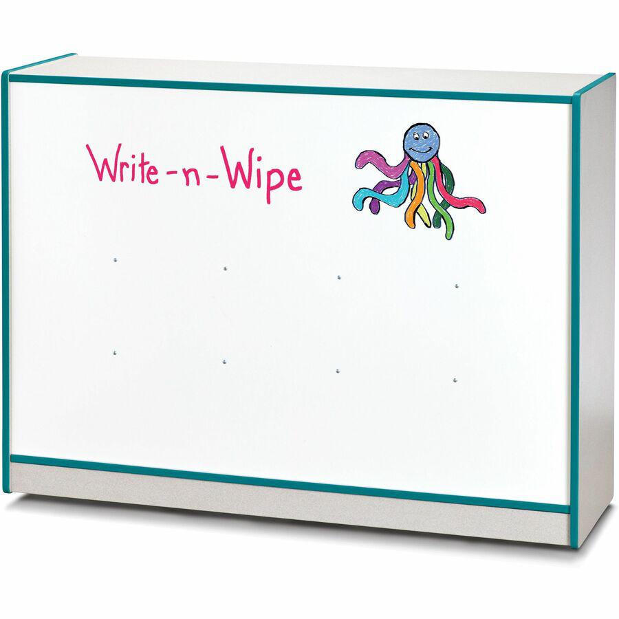 Jonti-Craft Rainbow Accents Super-size Mobile Storage - 35.5" Height x 48" Width x 15" DepthFloor - Laminated, Durable, Kick Plate, Built-in Wheels - Teal - Hard Rubber - 1 Each. Picture 6