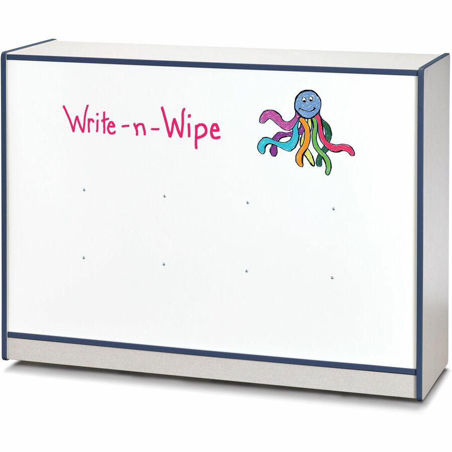 Jonti-Craft Rainbow Accents Super-size Mobile Storage - 35.5" Height x 48" Width x 15" Depth - Durable, Laminated - Navy - Hard Rubber - 1 Each. Picture 6