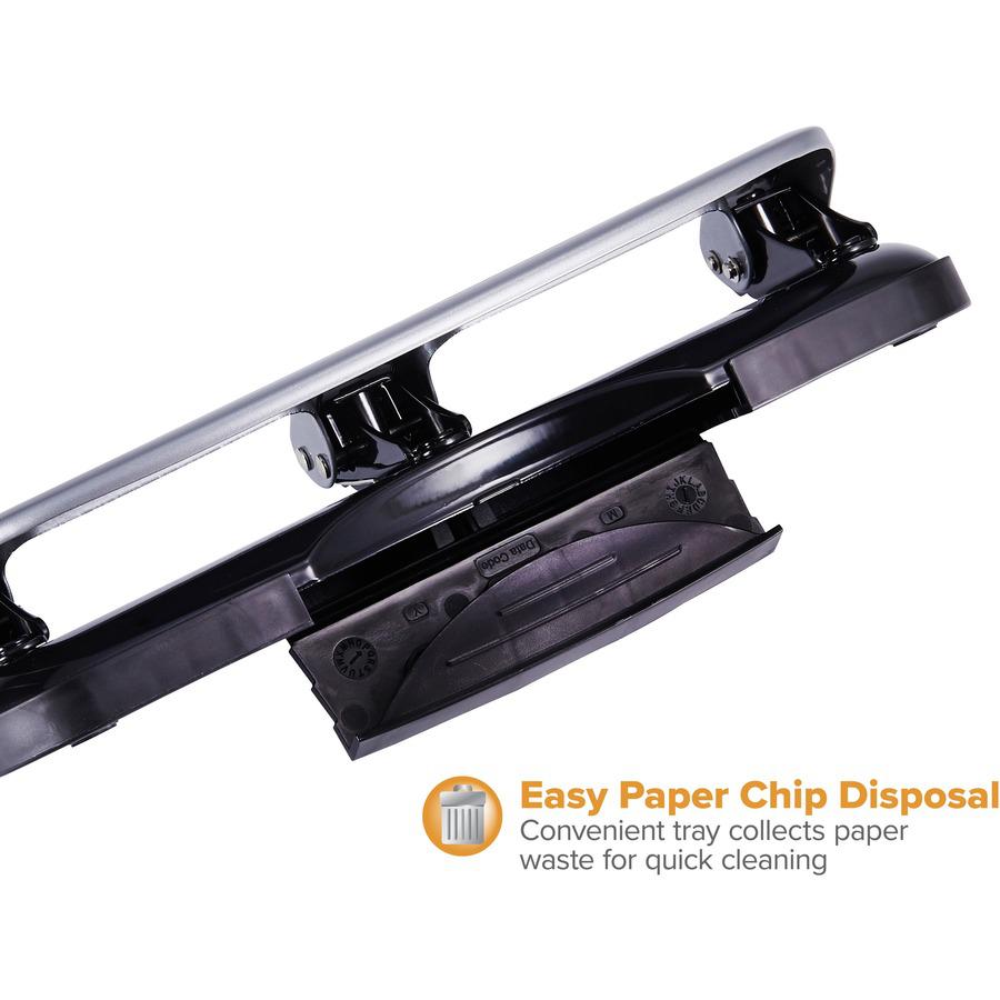 Bostitch EZ Squeeze&trade; 20 Three-Hole Punch - 3 Punch Head(s) - 20 Sheet - 9/32" Punch Size - 4.4" x 2" - Black, Silver. Picture 9