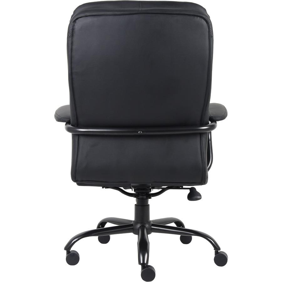 Lorell Big & Tall Double Cushion Executive High-Back Chair - Black Seat Color - Leather Seat Material - Black Back Color - Leather Back Material - 5-star Base - Black - 1 Each. Picture 7