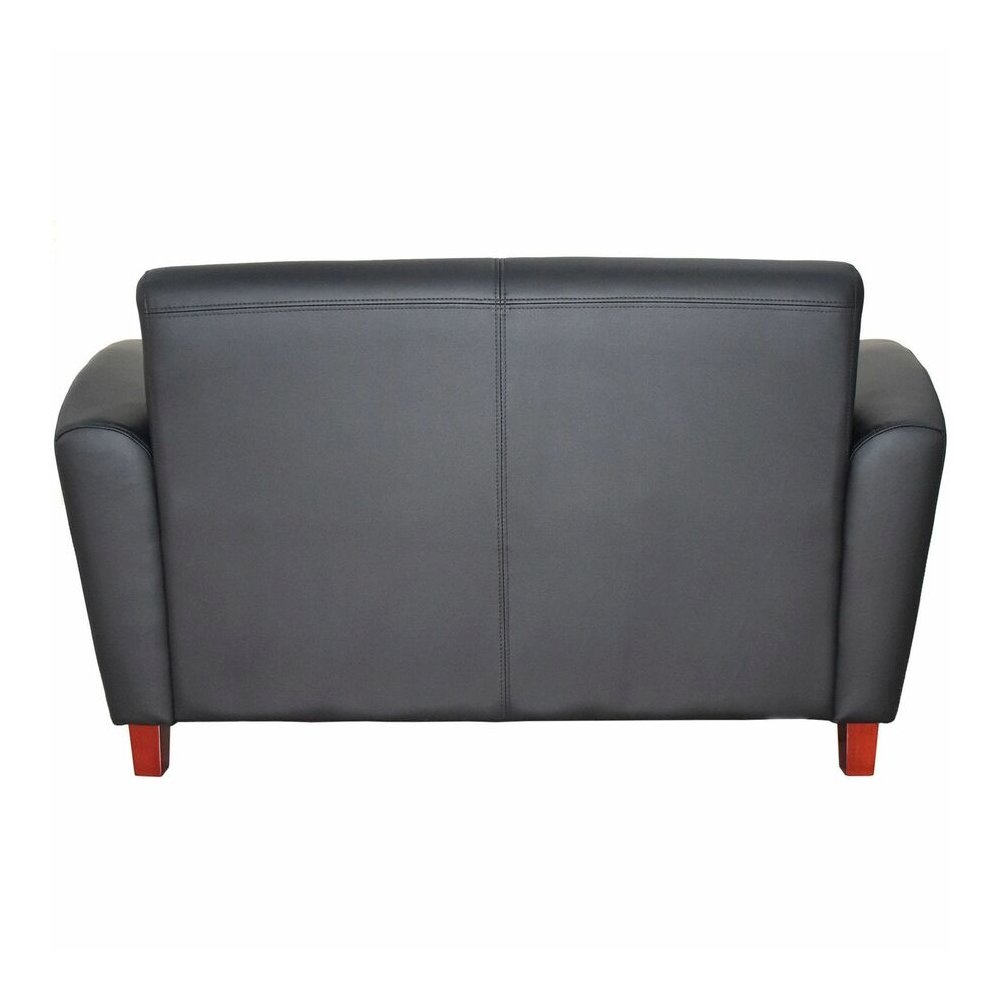 Lorell Accession Reception Loveseat - 55" x 34.5" x 31.3" Overall Dimension - Leather Black Seat - Leather Black Back - 1 Each. Picture 11