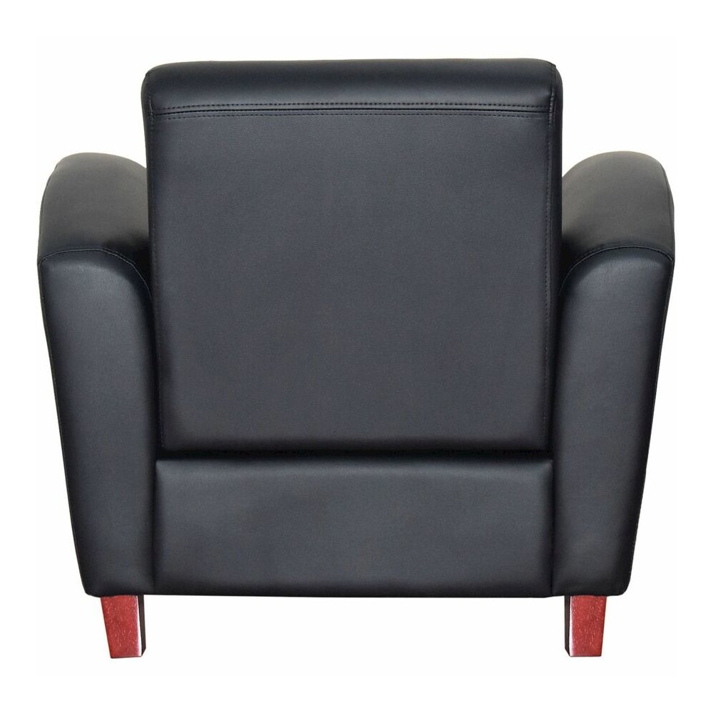 Lorell Accession Club Chair - Black Seat Color - Leather Seat Material - Black Back Color - Leather Back Material - Four-legged Base - 1 Each. Picture 10