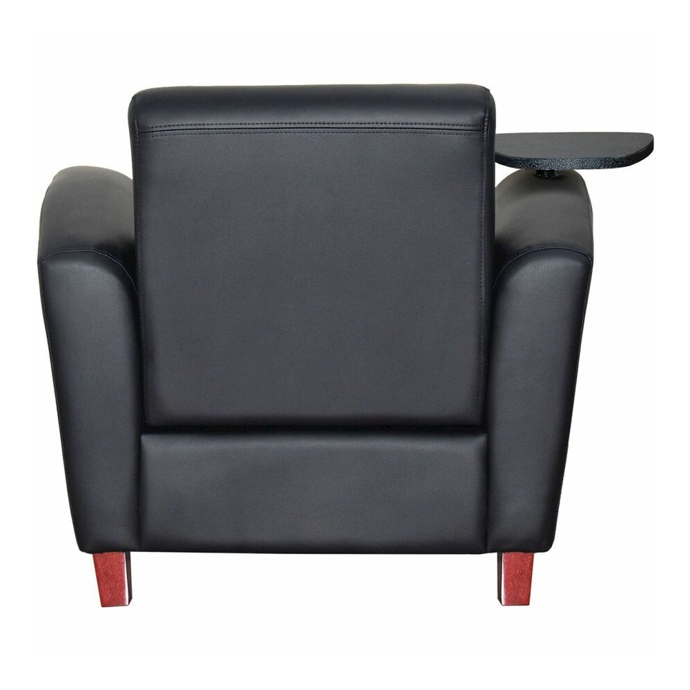 Lorell Accession Club Chair with Tablet Tray - Black Seat Color - Leather Seat Material - Four-legged Base - 1 Each. Picture 10