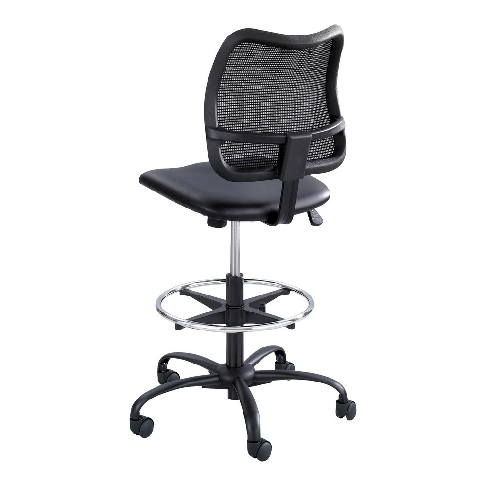 Safco Vue Extended-Height Vinyl Chair - Black Vinyl, Nylon, Polyester Seat - Black Back - 5-star Base - 1 Each. Picture 3