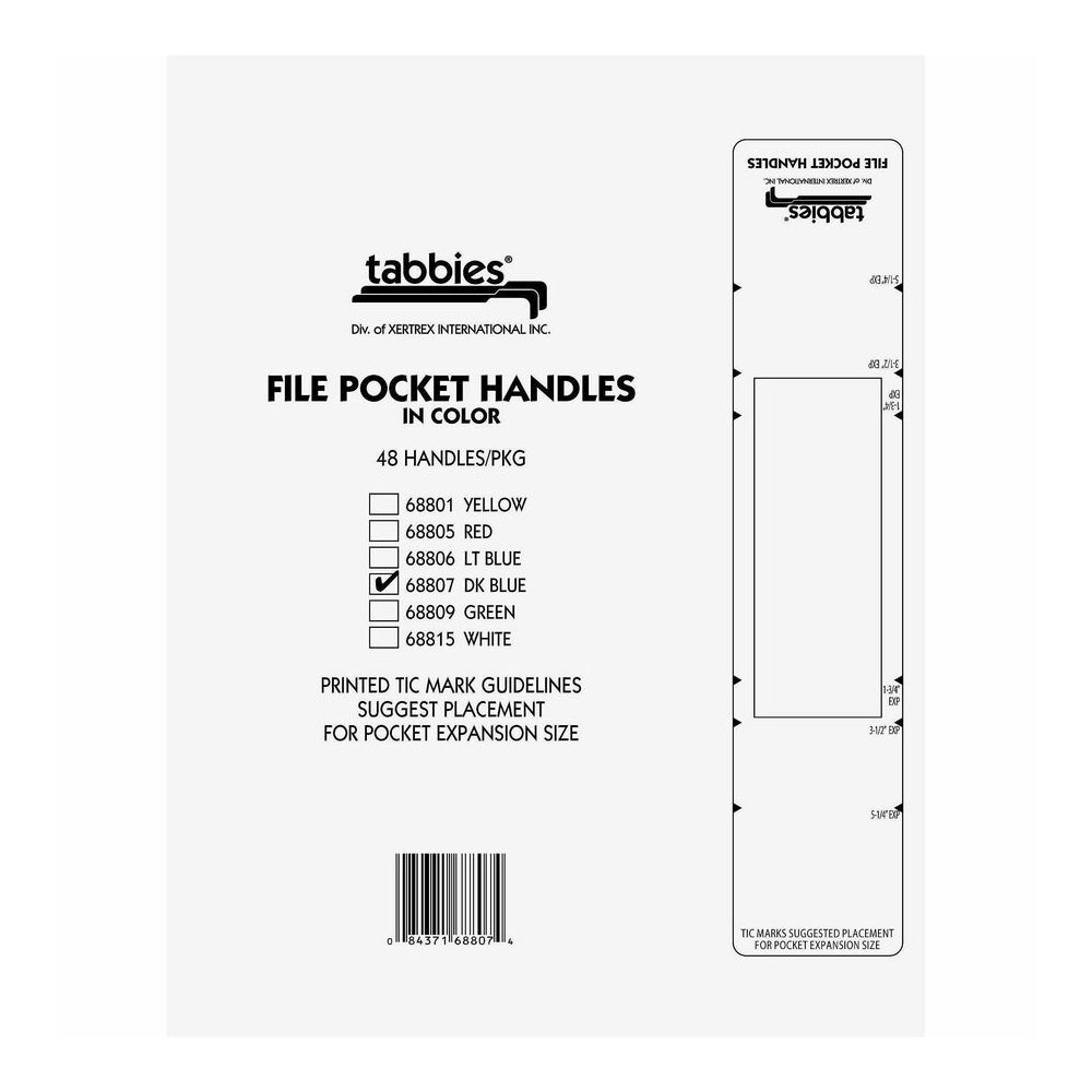 Tabbies File Pocket Handles - 2" Width x 9 5/8" Length - Dark Blue - Tyvek - 5 / Box. Picture 8