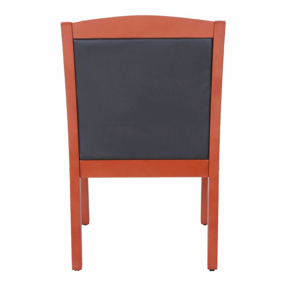Lorell Sloping Arms Wood Frame Guest Chair - Black Seat Color - Bonded Leather Seat Material - Black Back Color - Bonded Leather Back Material - Cherry Frame Color - Wood Frame Material - Four-legged . Picture 8
