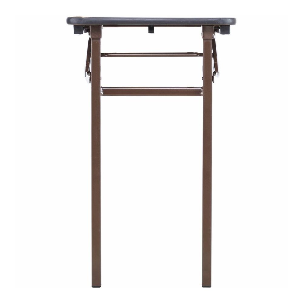 Lorell Economy Folding Banquet Table - Mahogany Rectangle Top - 60" Table Top Width x 18" Table Top Depth x 0.62" Table Top Thickness - 29" Height - Presentation, Food - Melamine Top Material - Steel . Picture 11