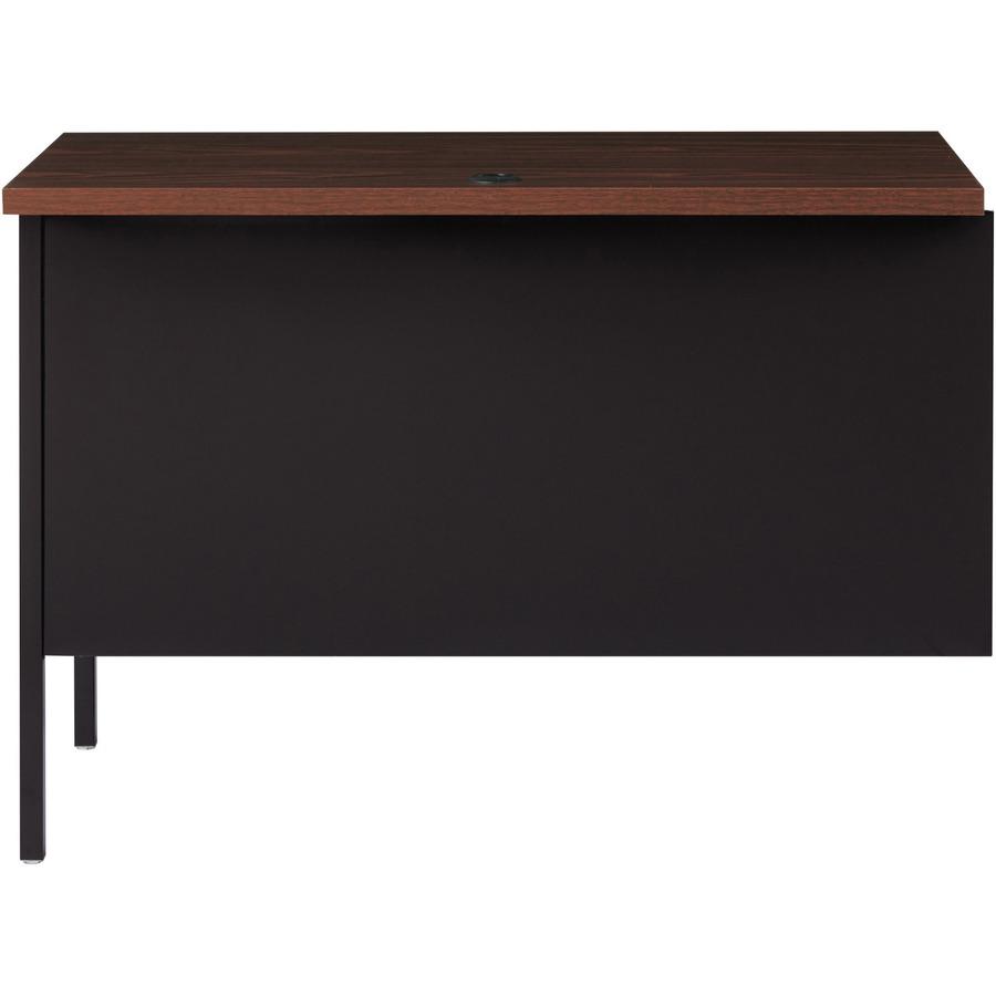 Lorell Fortress Series Right-Pedestal Return - Rectangle Top - 42" Table Top Width x 24" Table Top Depth x 1.12" Table Top Thickness - 29.50" Height - Office, File - Assembly Required - Black Walnut, . Picture 8
