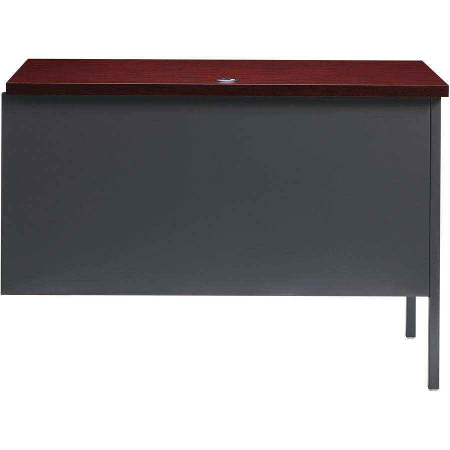 Lorell Fortress Series Left-Pedestal Return - Rectangle Top - 42" Table Top Width x 24" Table Top Depth x 1.12" Table Top Thickness - 29.50" HeightAssembly Required - Laminated, Mahogany - Steel - 1 E. Picture 7