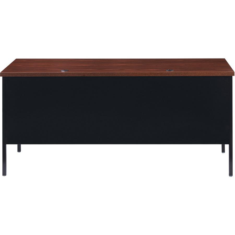 Lorell Fortress Series 66" Right-Pedestal Desk - Laminated Rectangle, Walnut Top - 30" Table Top Length x 66" Table Top Width x 1.13" Table Top Thickness - 29.50" Height x 66" Width x 30" Depth - Busi. Picture 8